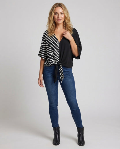 Damen Asymmetrisches Wickelshirt Tiermuster - Eveloria