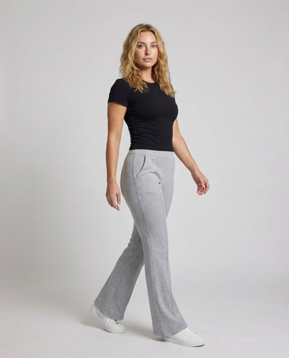 Damen Loungehose Ausgestellt Angerauter Sweatstoff Schwarz - Eveloria