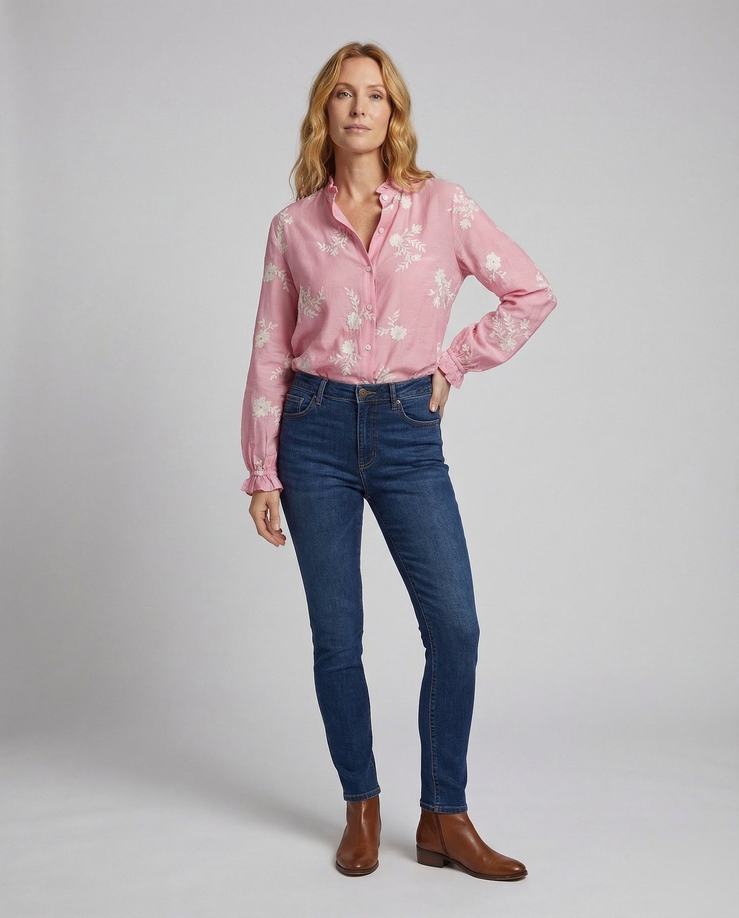 Damen Bluse Puffärmel Bestickt - Eveloria