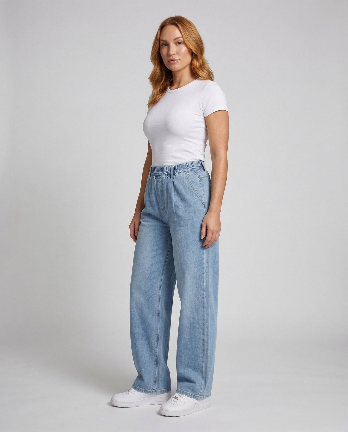 Damen Extraweite Palazzohose Tunnelzug Schwarz - Eveloria