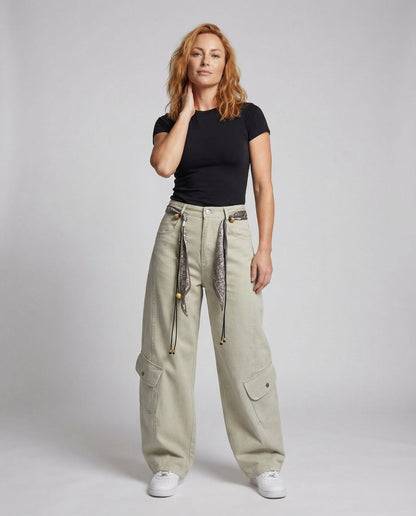 Damen Cargohose Culotte Tuchgürtel - Eveloria