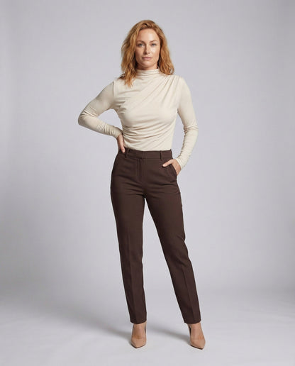 Damen Rollkragen Langarmshirt Drapiert - Eveloria
