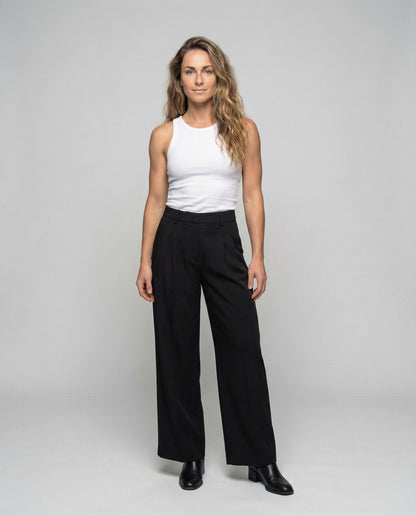 Damen Bundfaltenhose Weites Bein - Eveloria