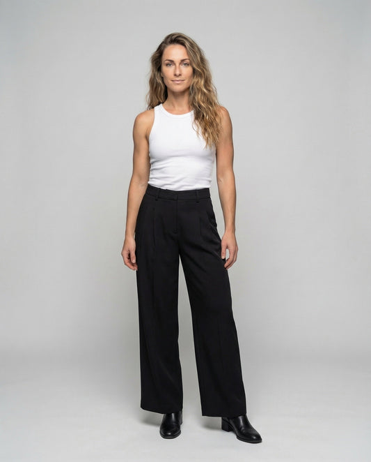 Damen Bundfaltenhose Weites Bein - Eveloria