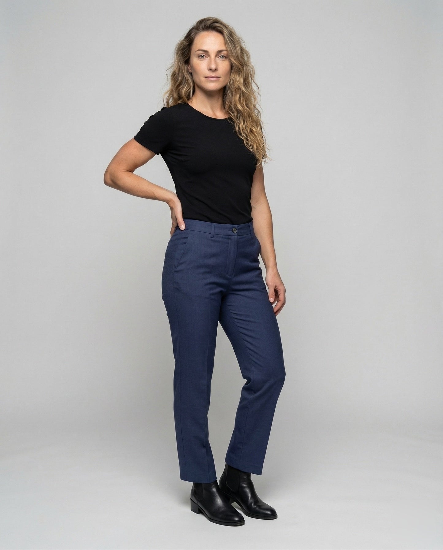 Damen Stoffhose Gerade Formender Mittelbund - Eveloria
