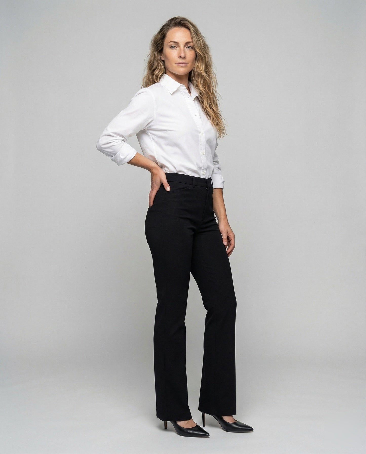Damen Hochbund Schlauchhose Schwarz - Eveloria