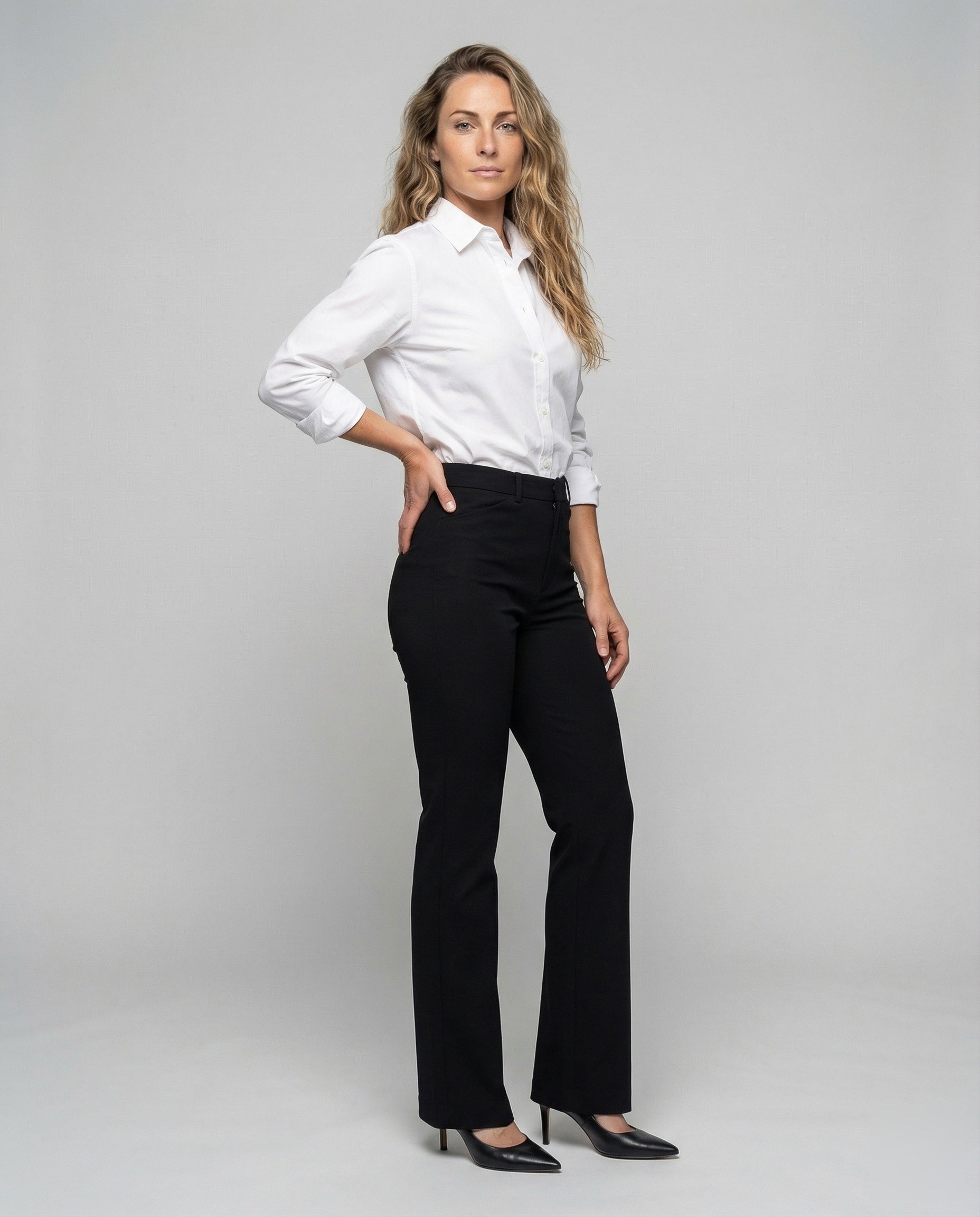 Damen Hochbund Schlauchhose Schwarz - Eveloria