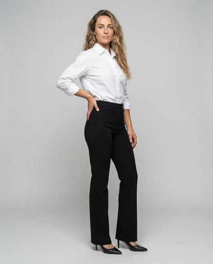 Damen Hochbund Schlauchhose Schwarz - Eveloria