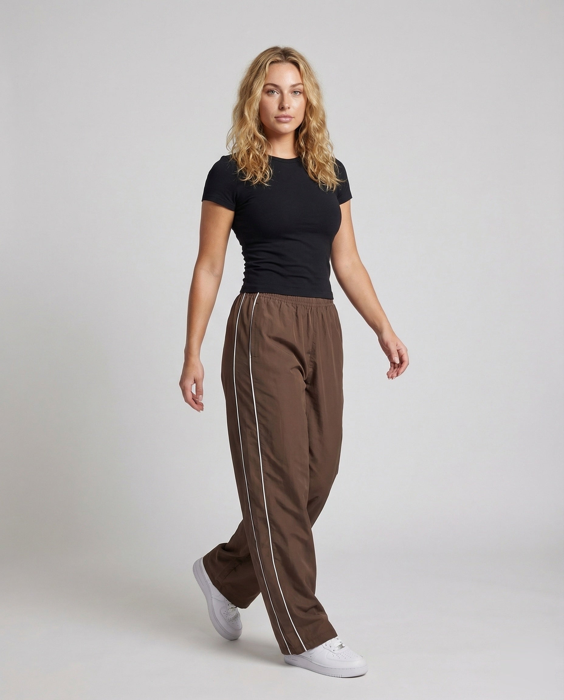 Damen Palazzohose Leinenoptik Kordelbund Beige - Eveloria