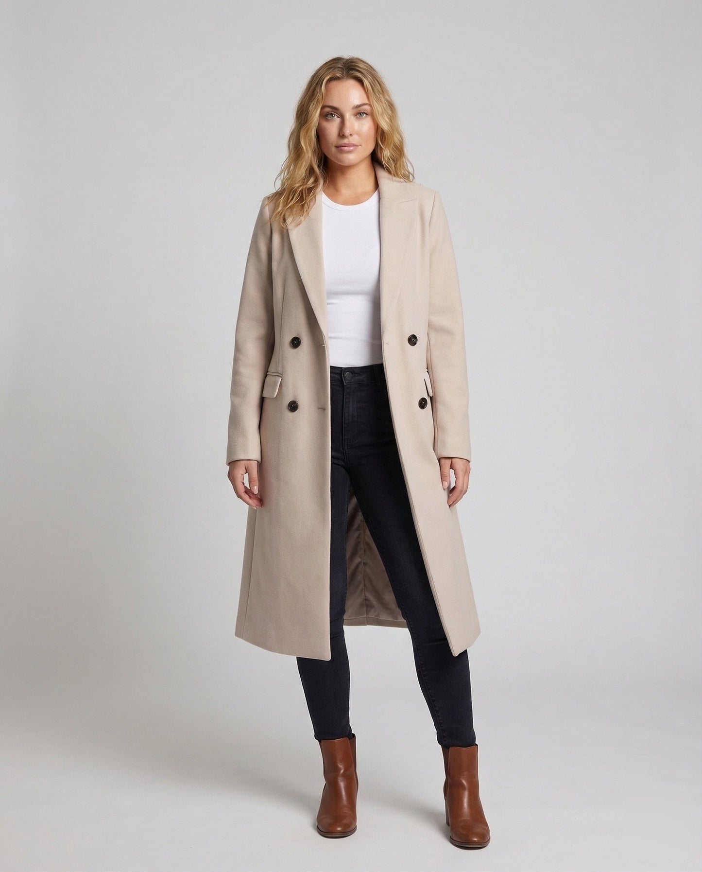 Damen Wollmix-Mantel Taillierte Silhouette - Eveloria