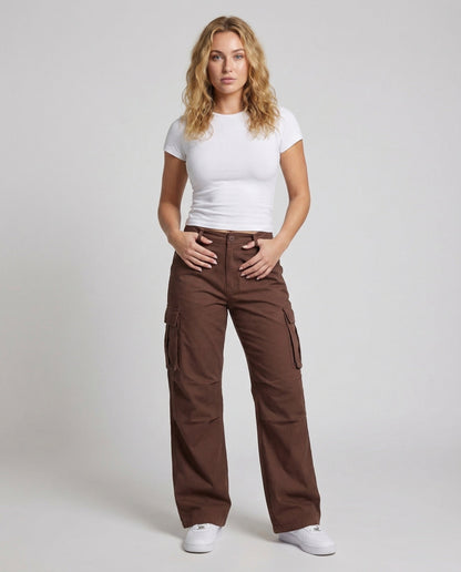 Damen Extraweite Cargohose Palazzoschnitt - Eveloria
