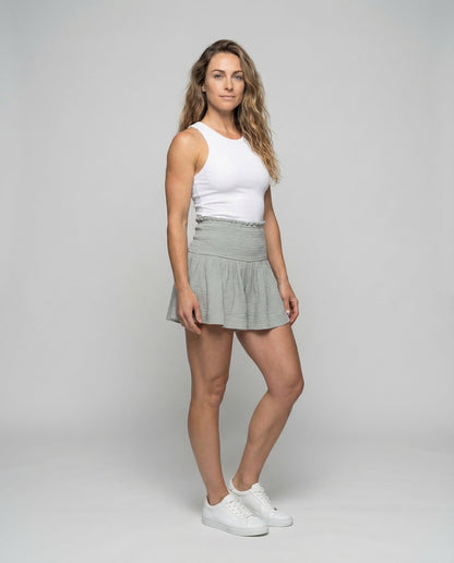 Damen Baumwoll Shorts Breiter Bund Beige - Eveloria
