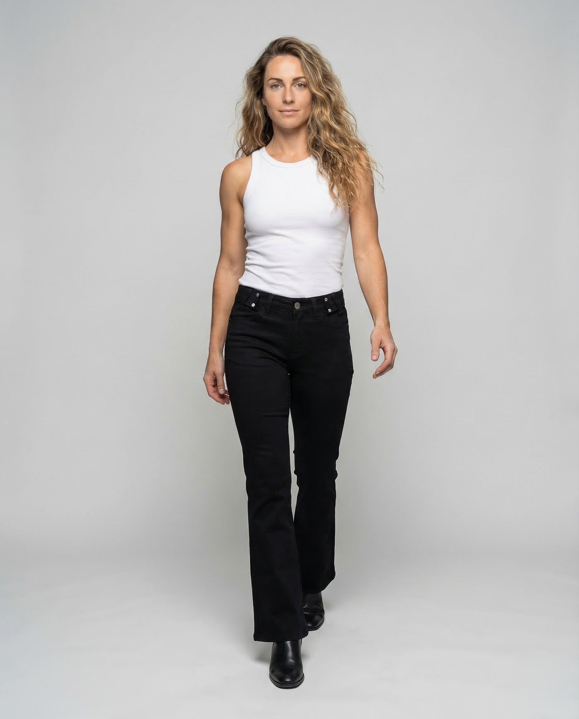 Damen 5-Taschen-Jeanshose Elastischer Stoff Schwarz - Eveloria