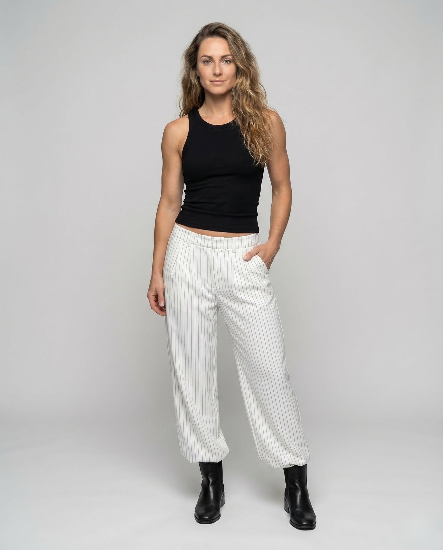 Damen Nadelstreifen Palazzo-Hose - Eveloria