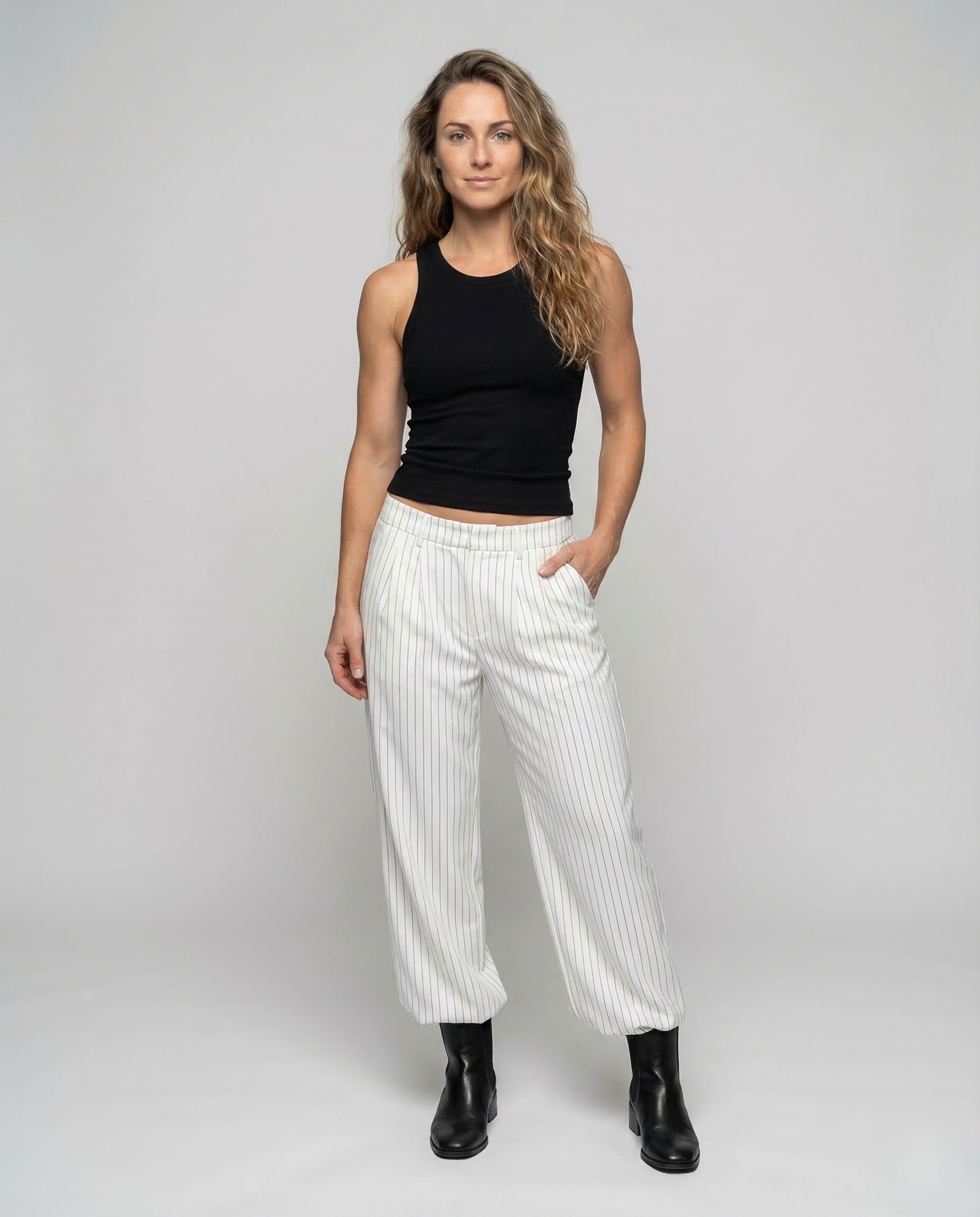 Damen Nadelstreifen Palazzo-Hose - Eveloria