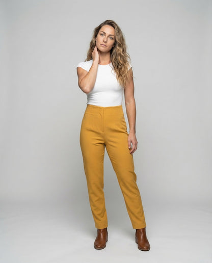 Damen Stoffhose Schmal Zulaufend Formend Schwarz - Eveloria