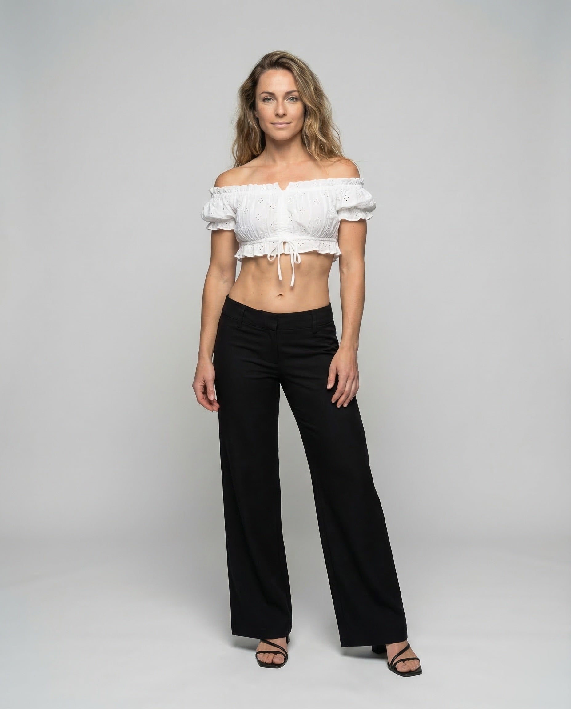 Damen Weite Palazzohose Satinoptik Taillengürtel - Eveloria