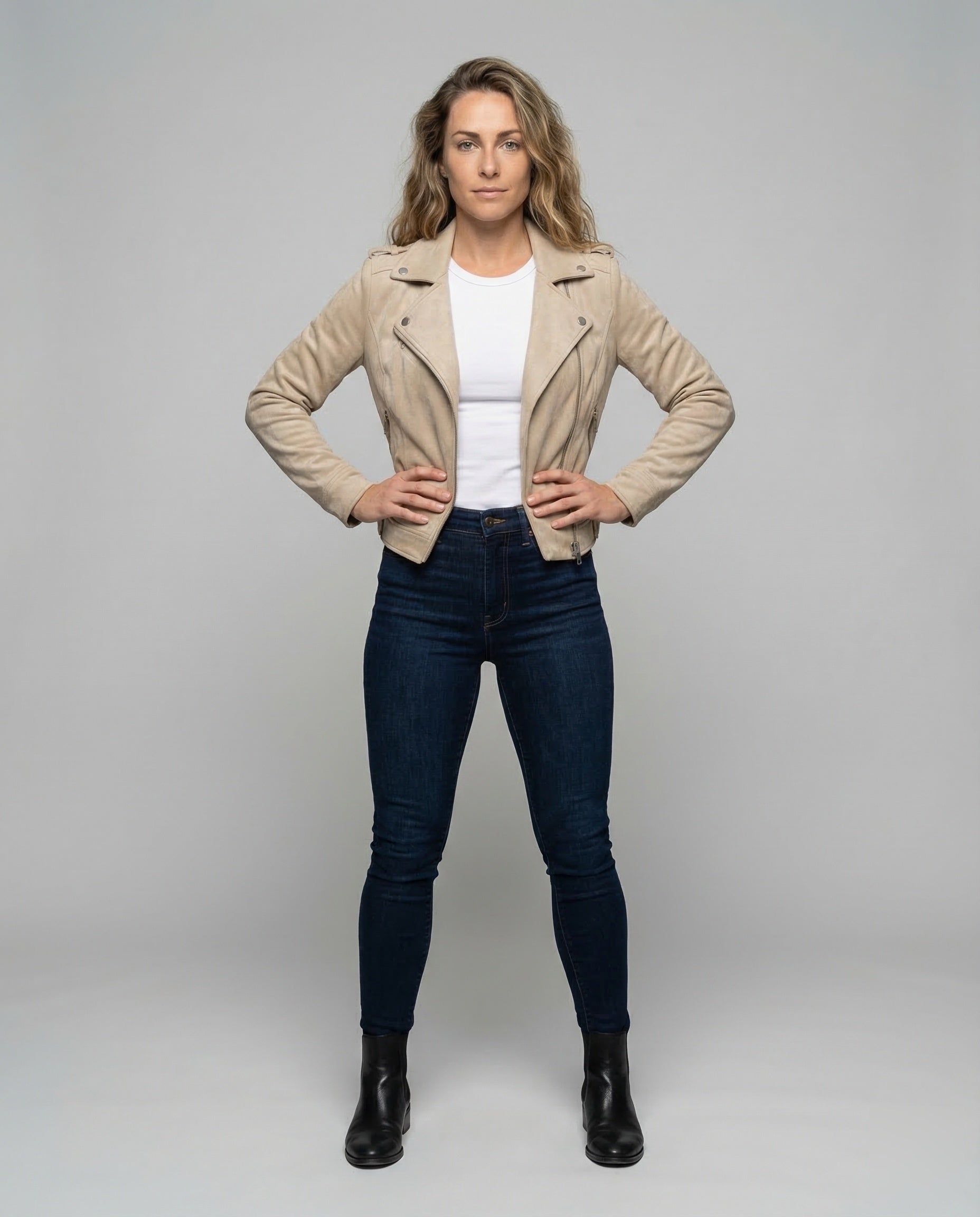 Damen Lederjacke Bikerstil mit Kapuze und Asymmetrischem - Eveloria