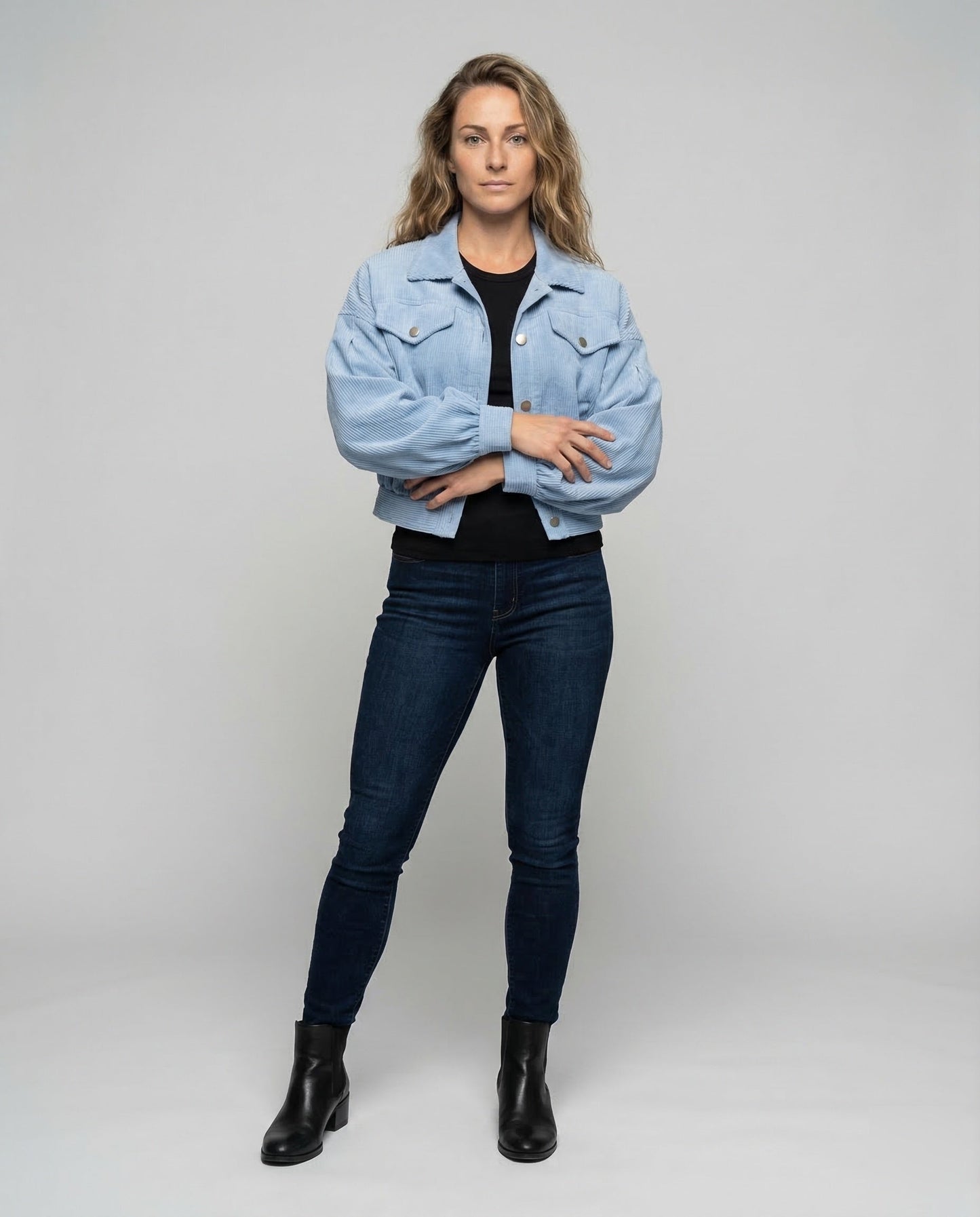 Damen Kurzjacke Cord Ballonärmel - Eveloria