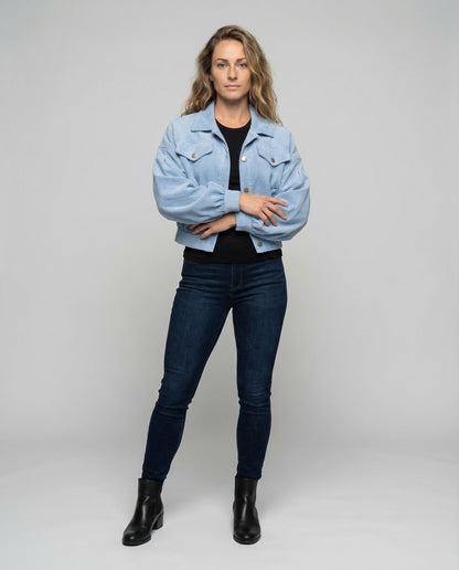 Damen Kurzjacke Cord Ballonärmel - Eveloria