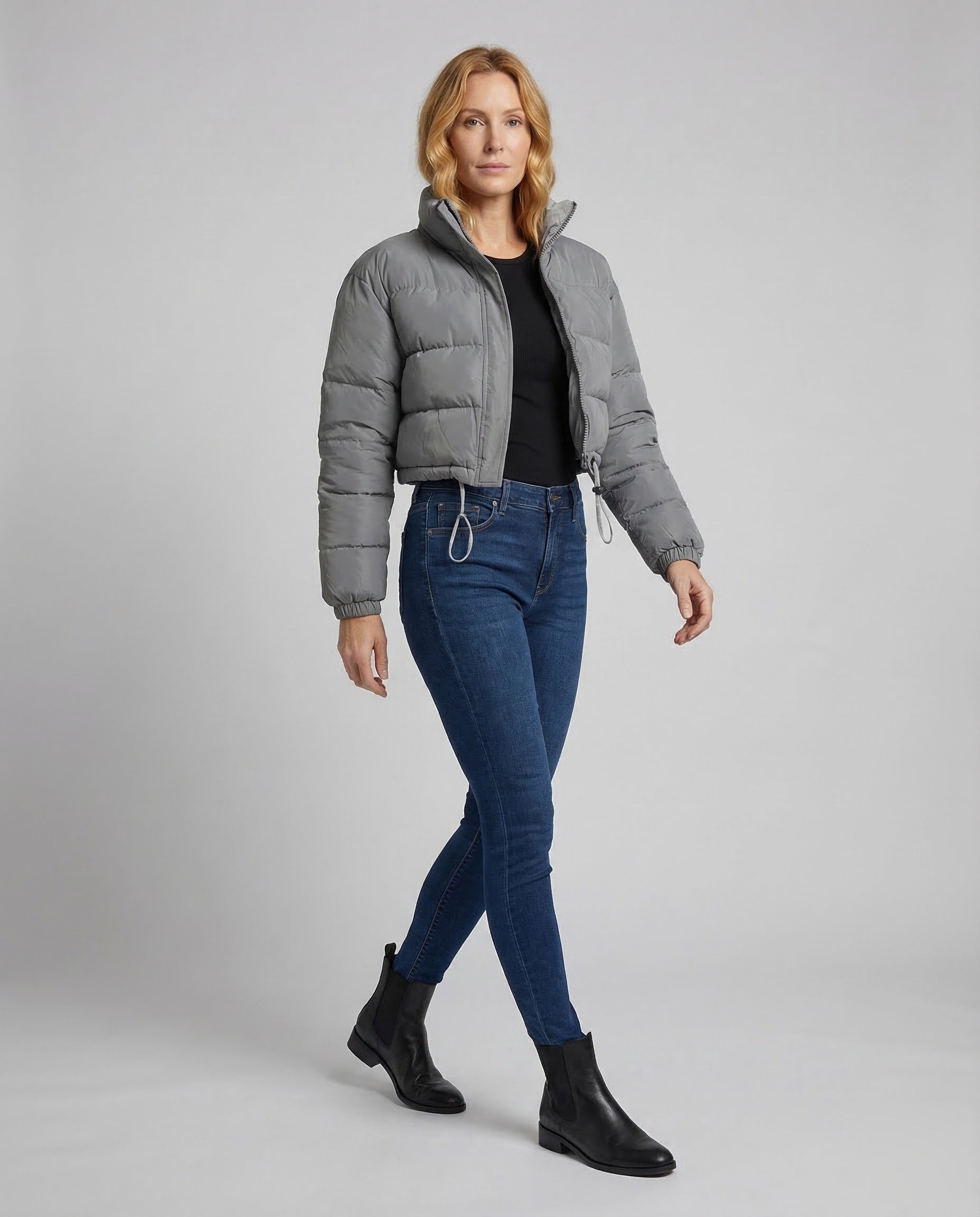 Damen Gesteppte Wattierjacke Hoher Stehkragen - Eveloria