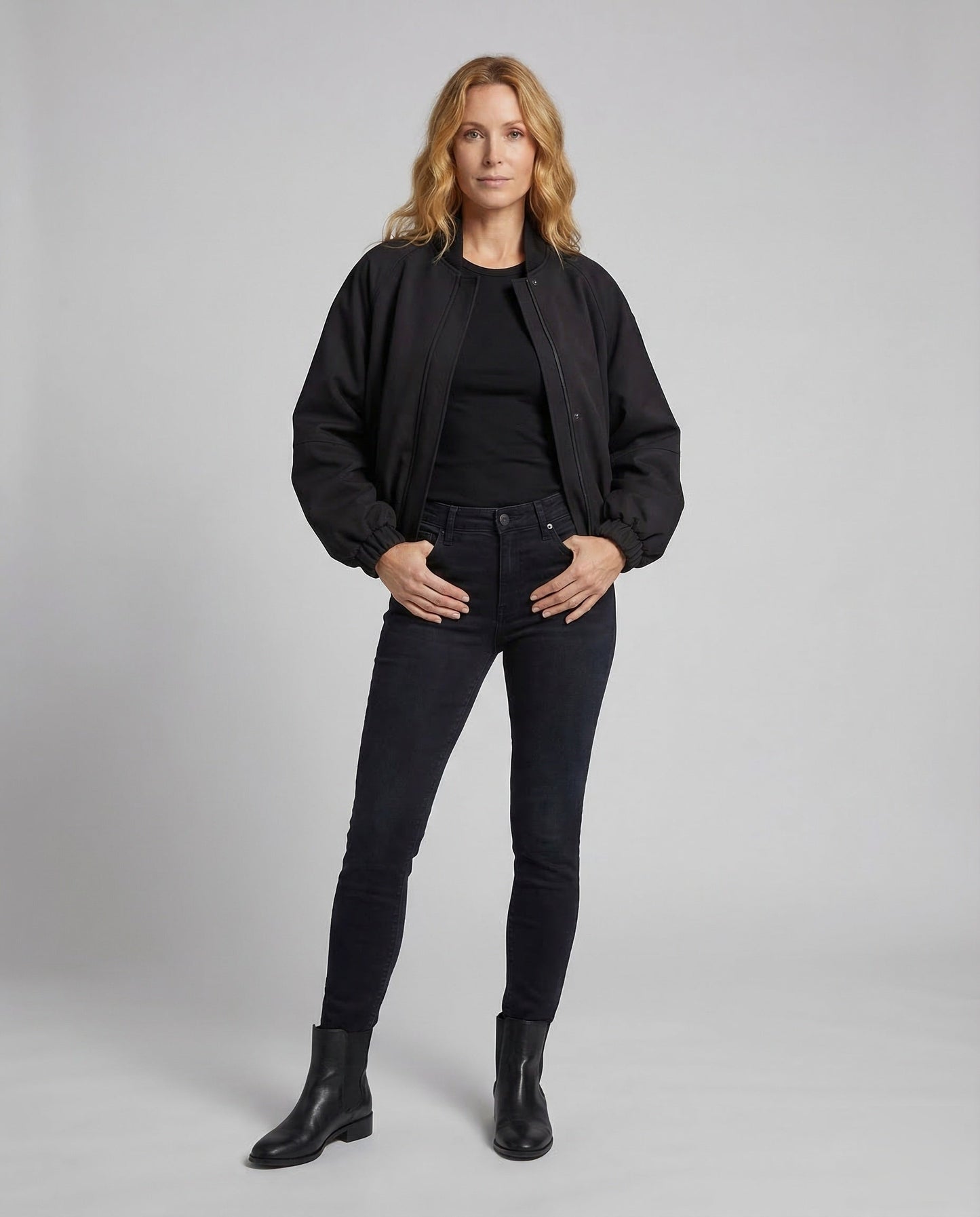 Damen Bomberjacke mit Ballonärmeln und Rippkragen - Eveloria
