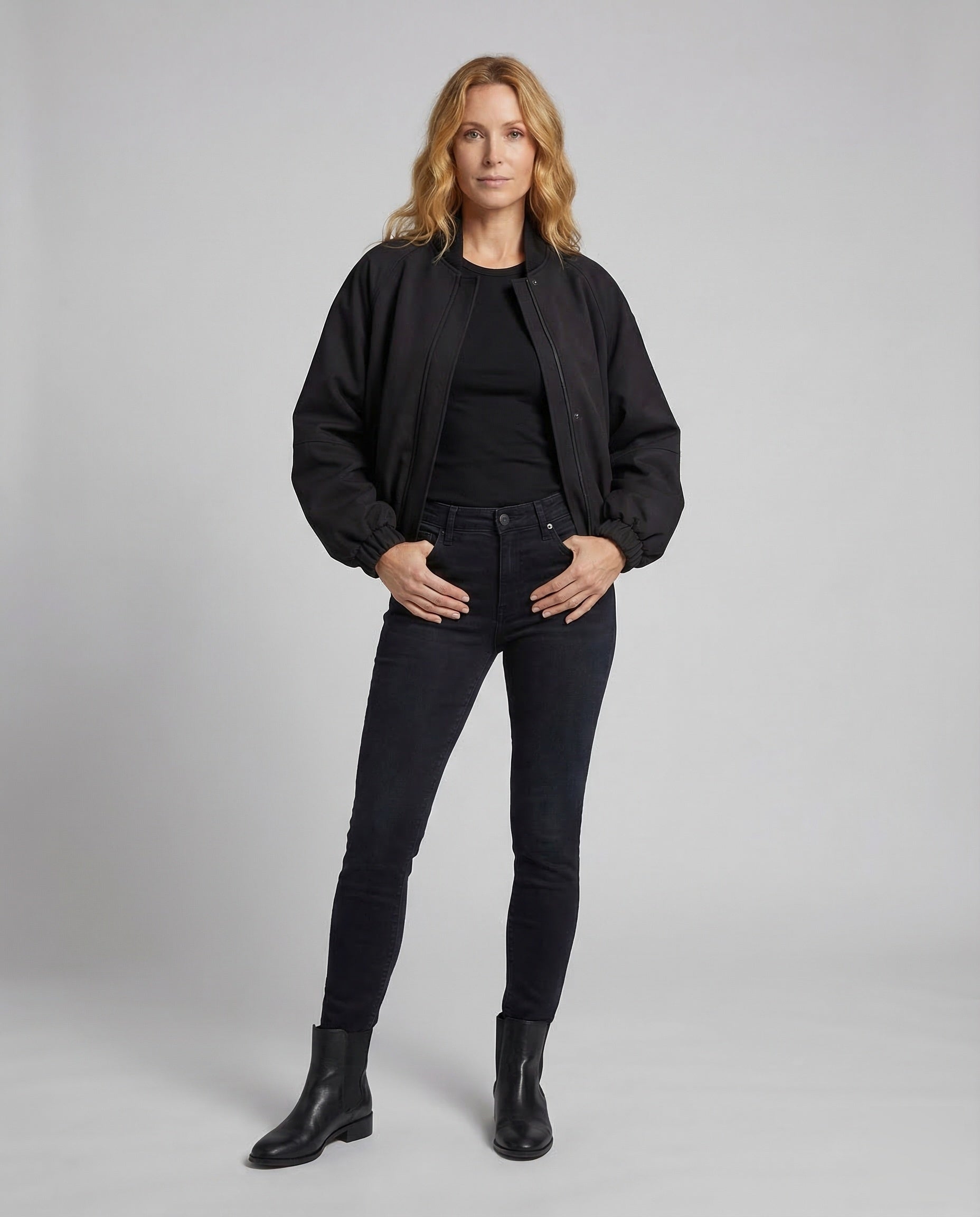 Damen Bomberjacke mit Ballonärmeln und Rippkragen - Eveloria