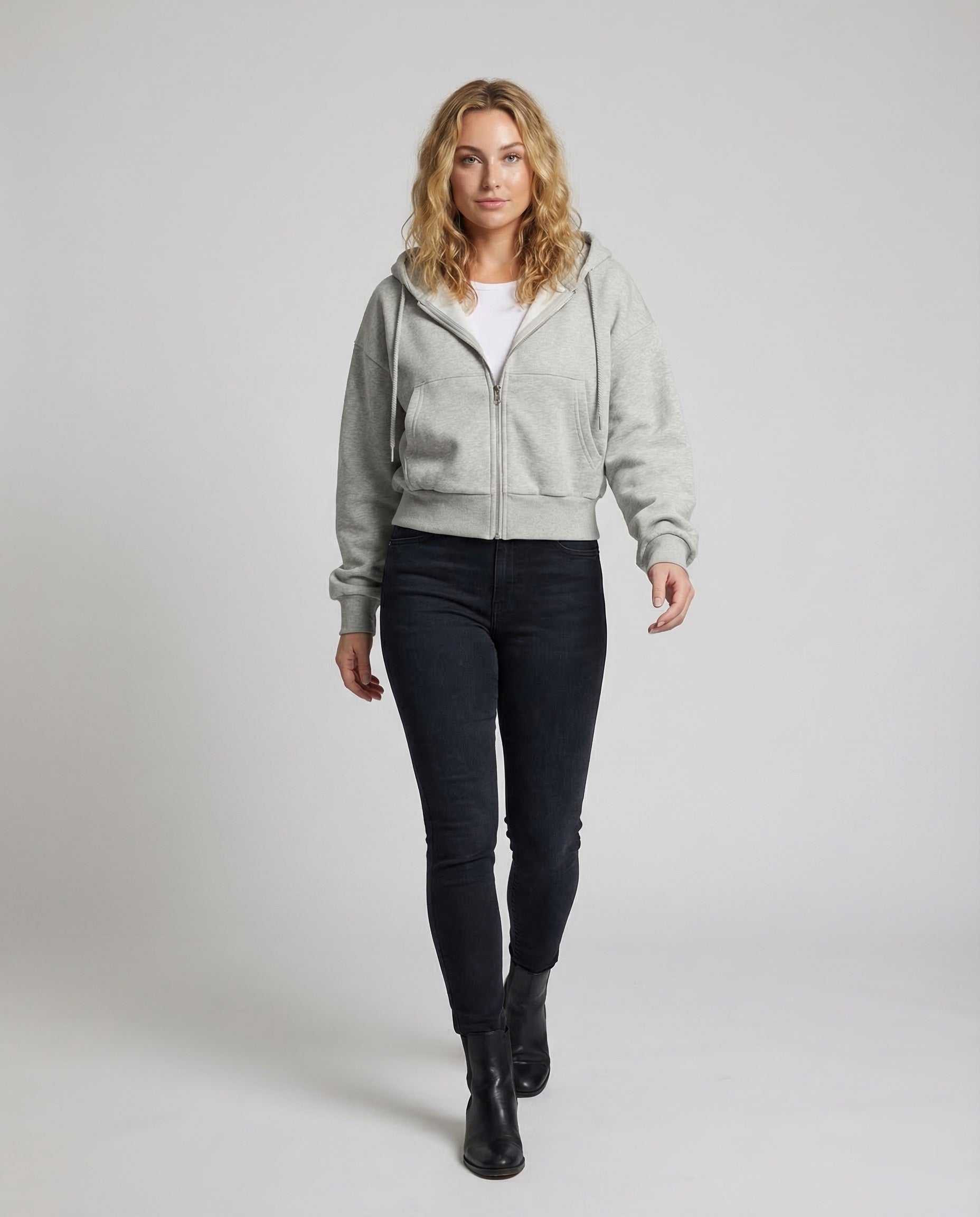 Damen Kapuzen-Sweatjacke Voluminöse Ballonärmel - Eveloria