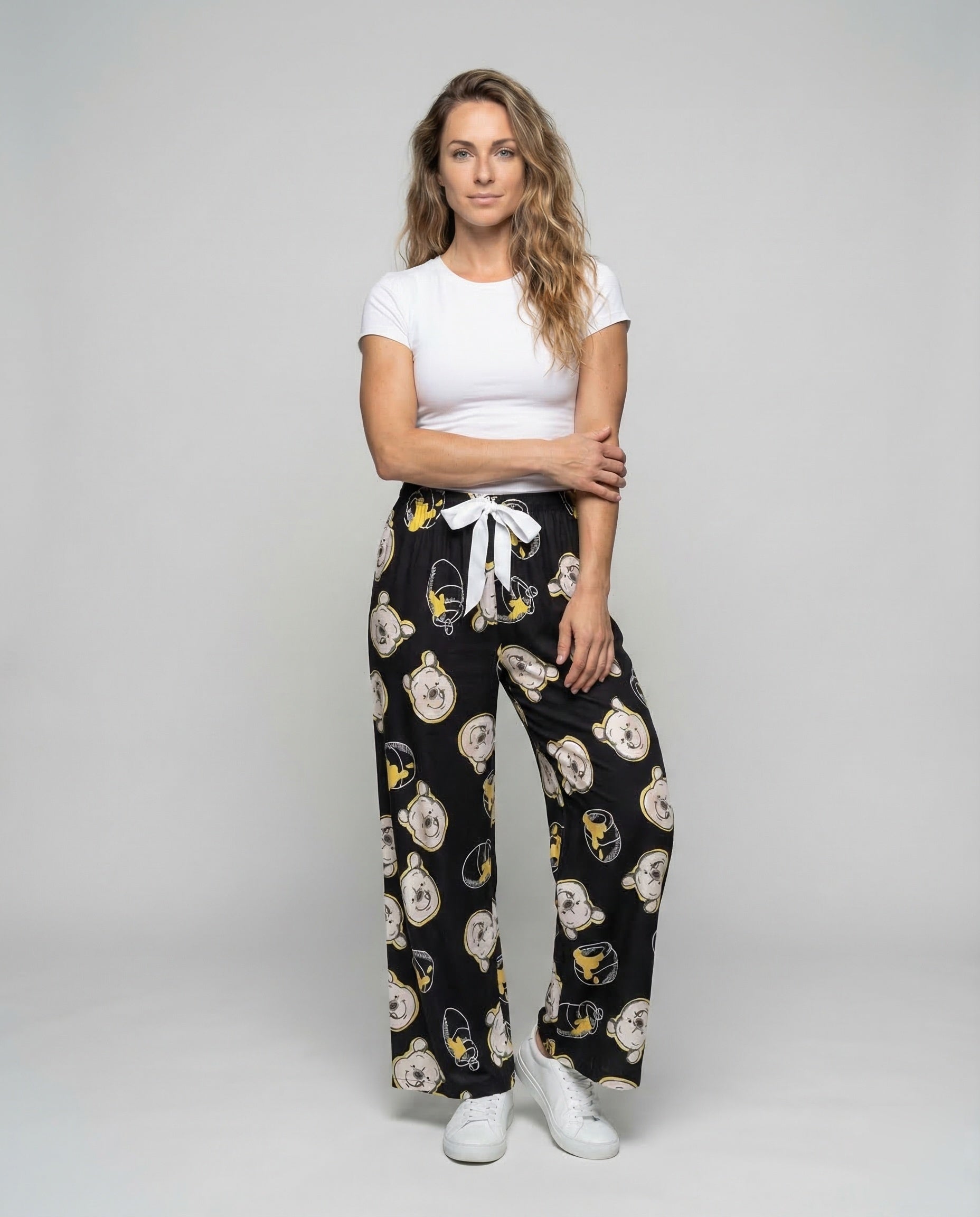 Damen Loungehose Comic-Druck Schleifen-Detail - Eveloria