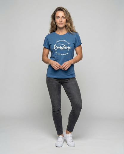Damen Kurzarmshirt mit Knotensaum und Frontmotiv - Eveloria