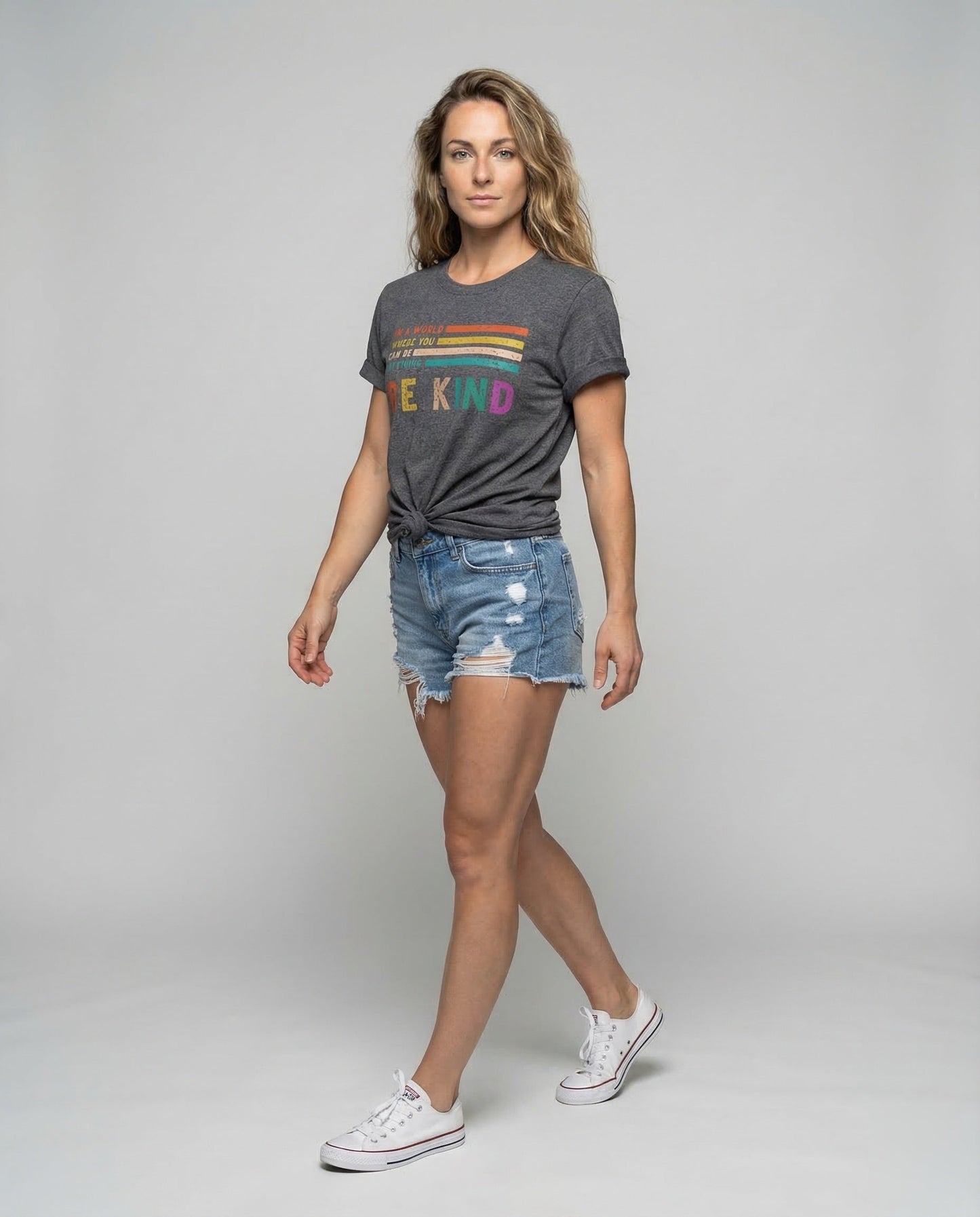 Damen Vintage T-Shirt Be-Kind-Print - Eveloria