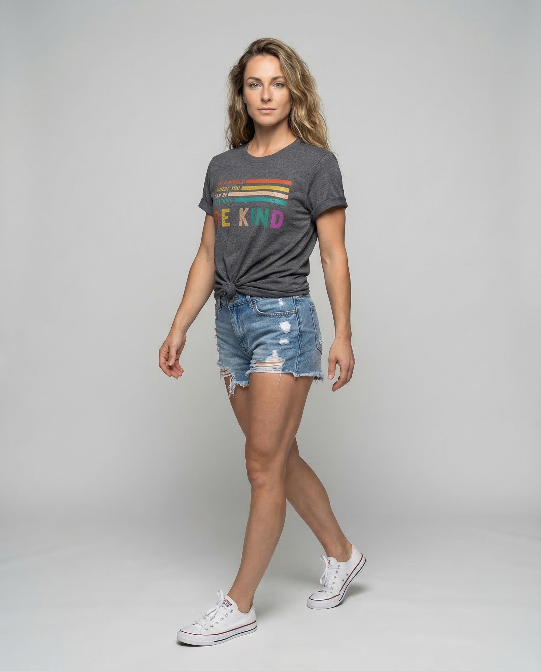 Damen Vintage T-Shirt Be-Kind-Print - Eveloria
