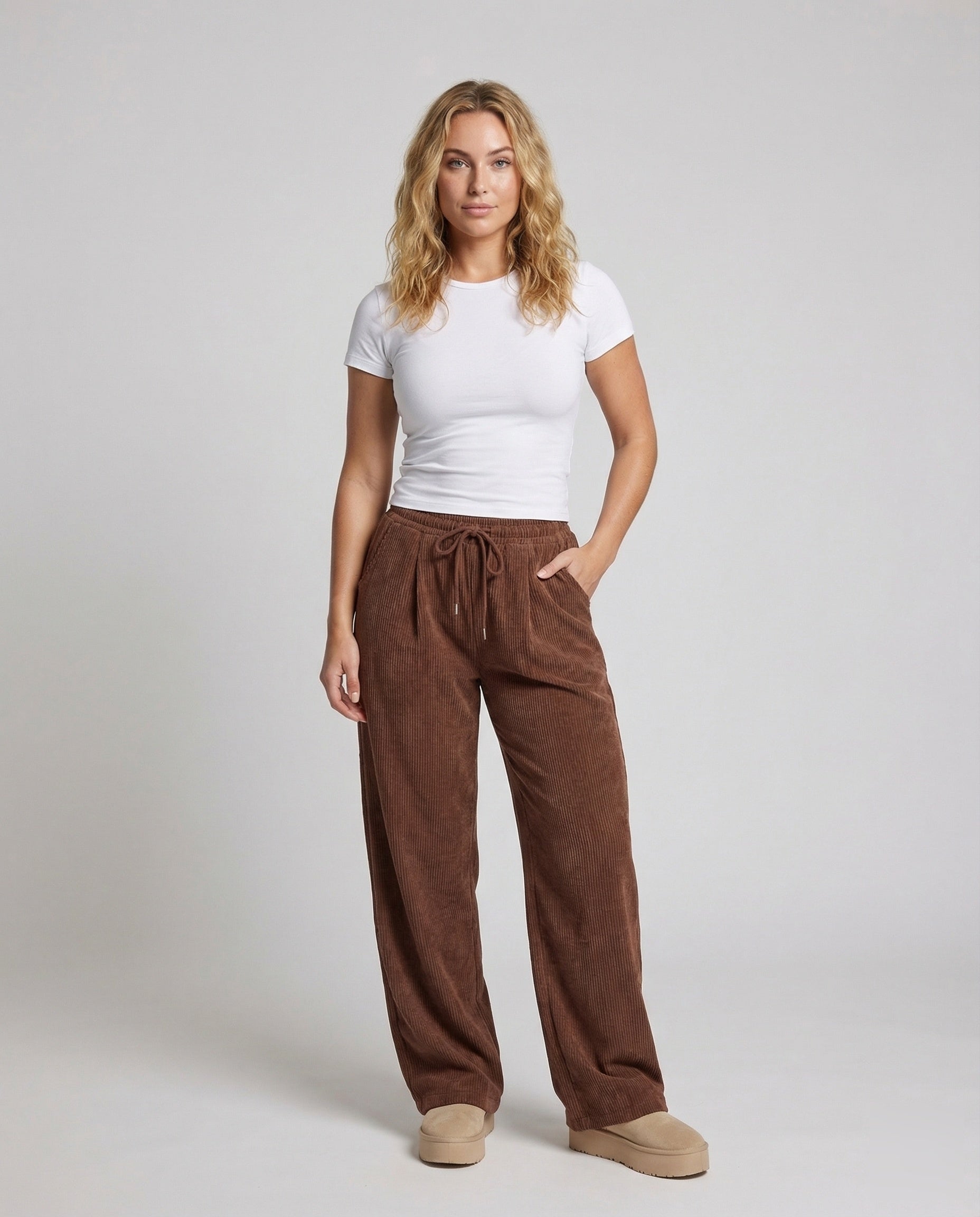 Damen Kordhose Mit Hoher Taille - Eveloria