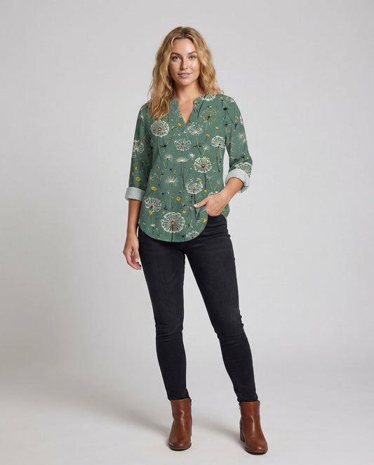 Damen Tunika Bluse Pusteblumen Print - Eveloria