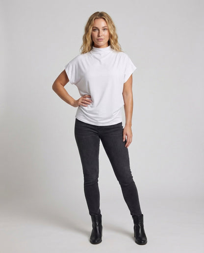 Damen Fledermausarm-Shirt Stehkragen - Eveloria