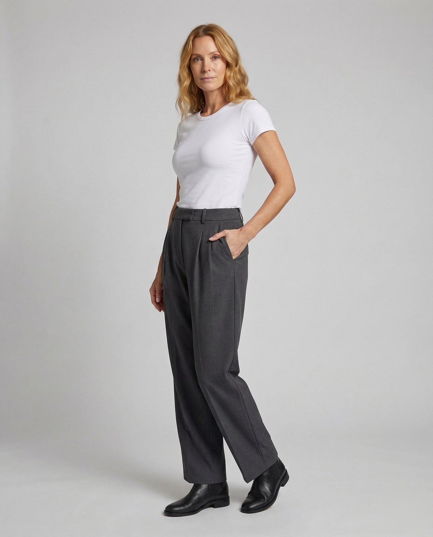 Damen Weitbein-Hose mit verdecktem Komfortbund - Eveloria
