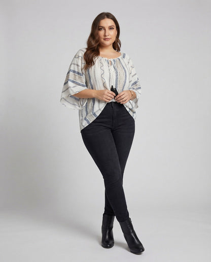Damen Tunika Boho-Stil Kordelzug Quasten - Eveloria