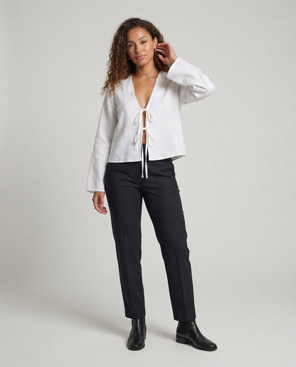 Damen Bindebluse Doppelknoten V-Ausschnitt - Eveloria