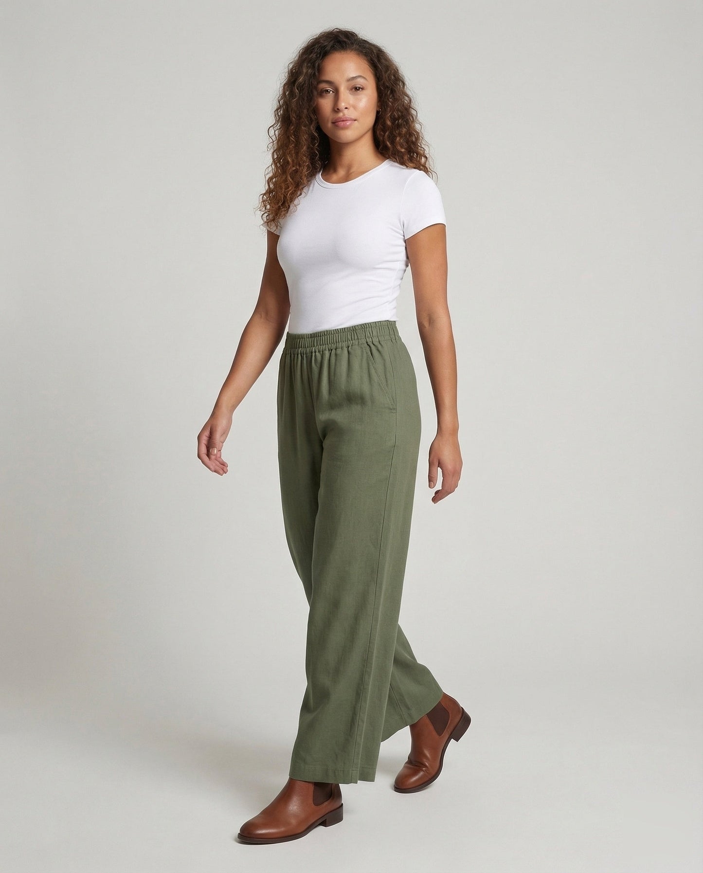 Damen Maxihose Leinen-Viskose Komfortbund - Eveloria