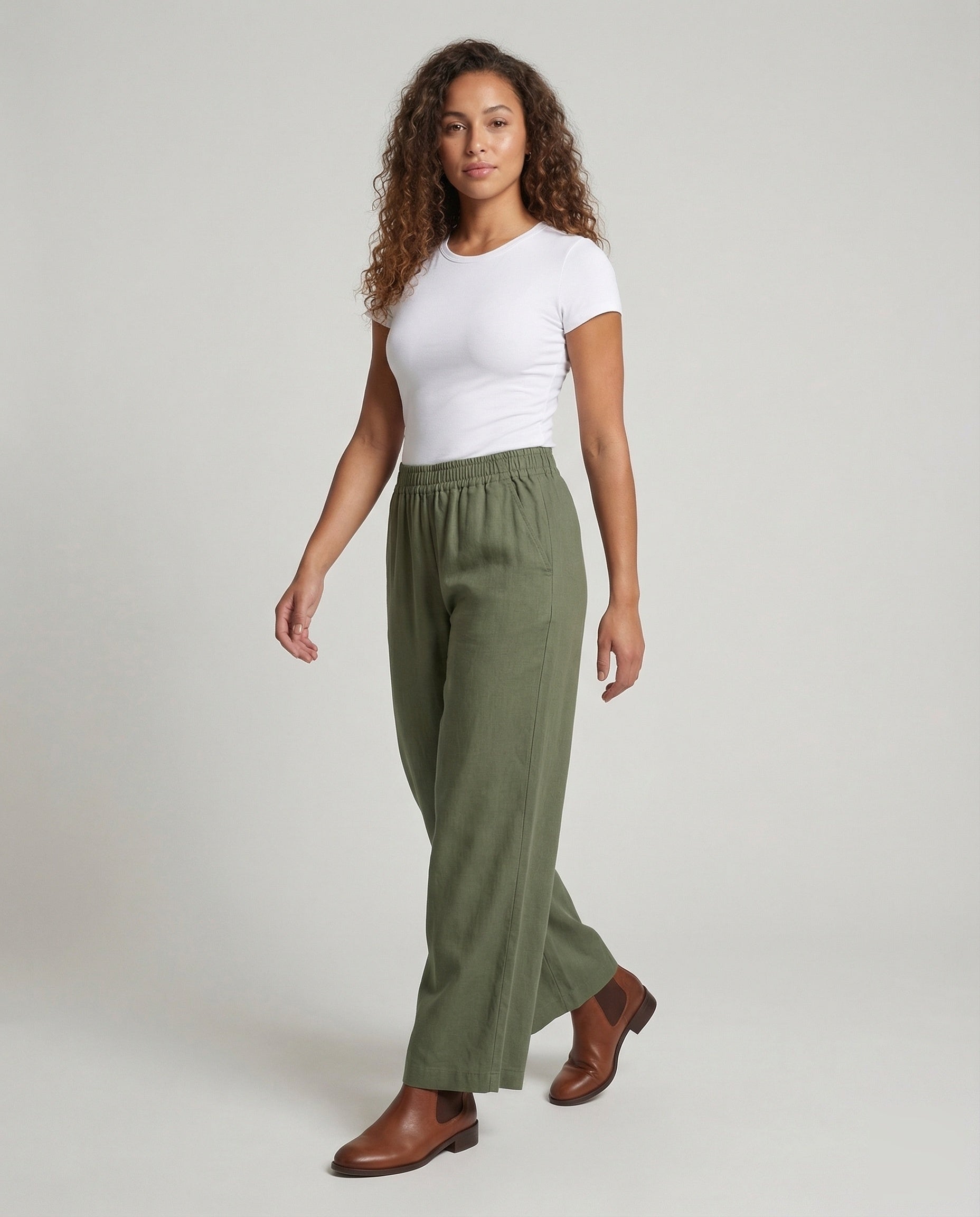 Damen Maxihose Leinen-Viskose Komfortbund - Eveloria