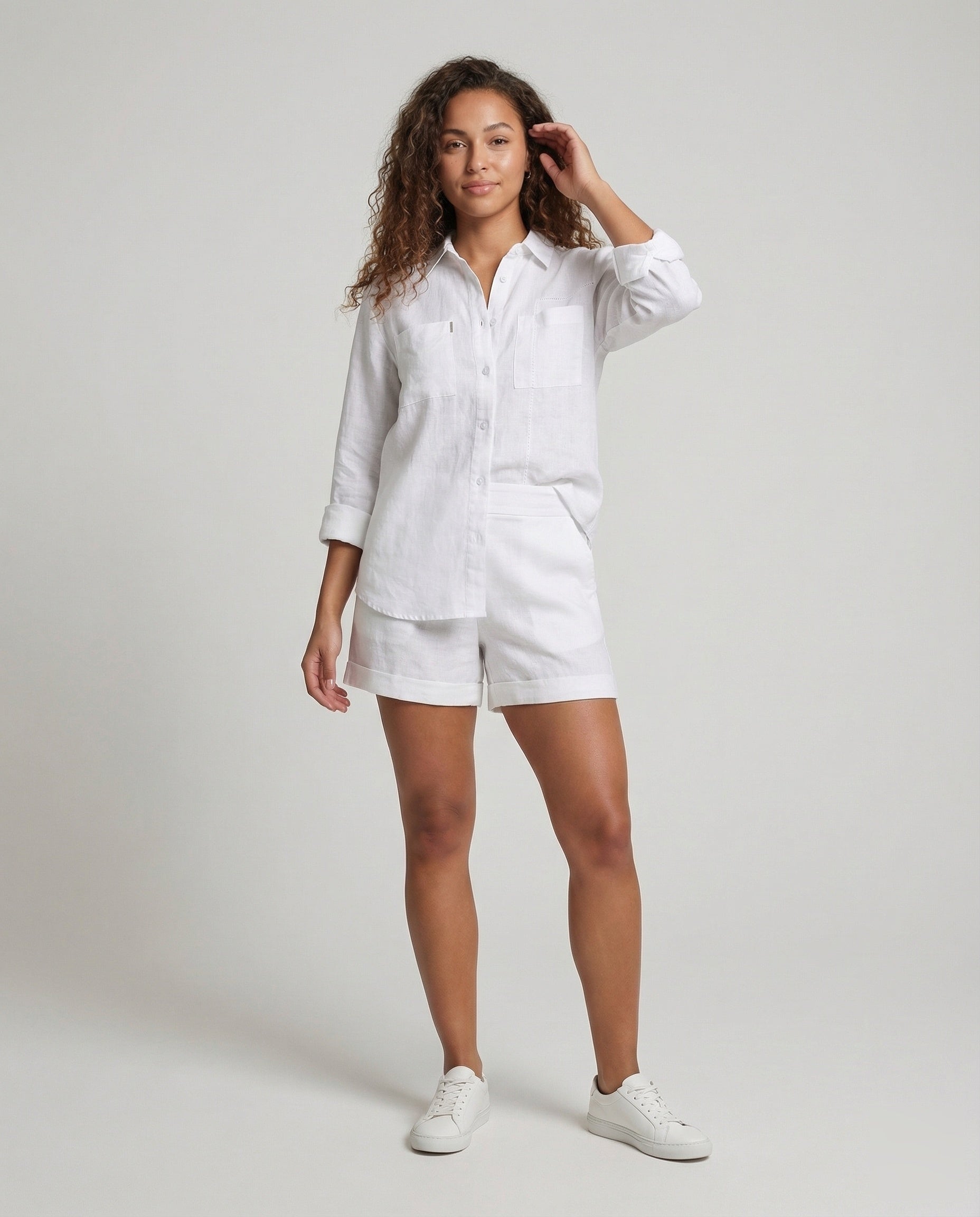 Damen Leinenhose Hochgeschnittene Shorts - Eveloria