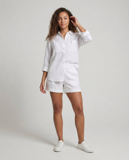 Damen Leinenhose Hochgeschnittene Shorts - Eveloria