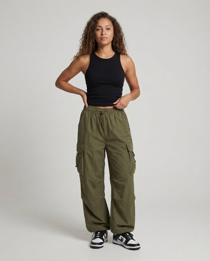 Damen Ballonhose Verstellbarer Saumzug Elastisch Schwarz - Eveloria