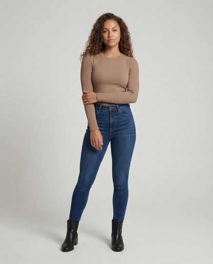 Damen Langarmshirt Gerippt Nahtlos - Eveloria