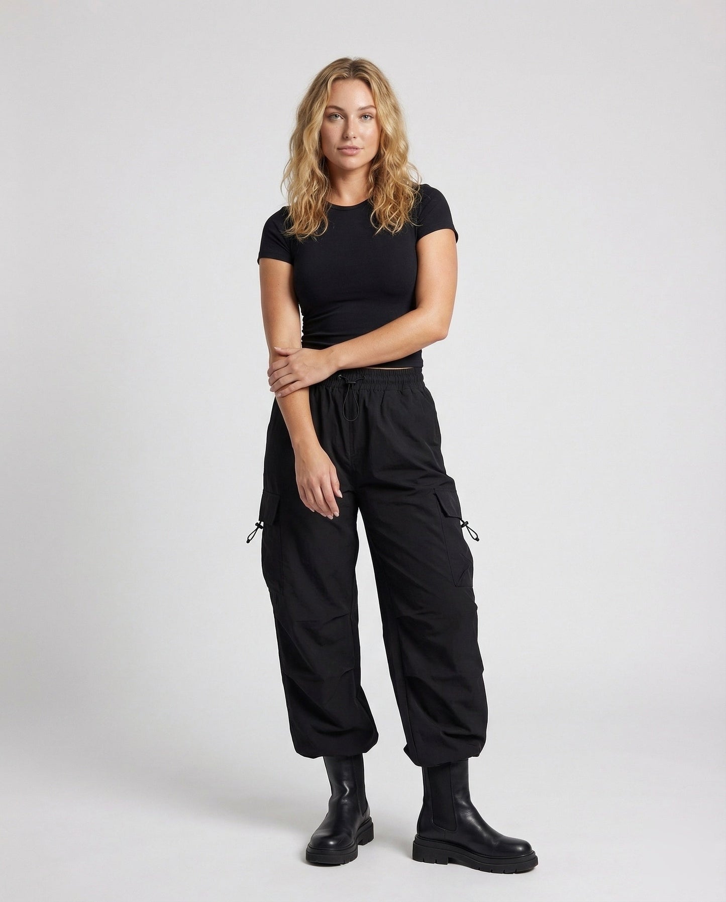 Damen Cargo-Hose Verstellbarer Saum Bundfalten - Eveloria