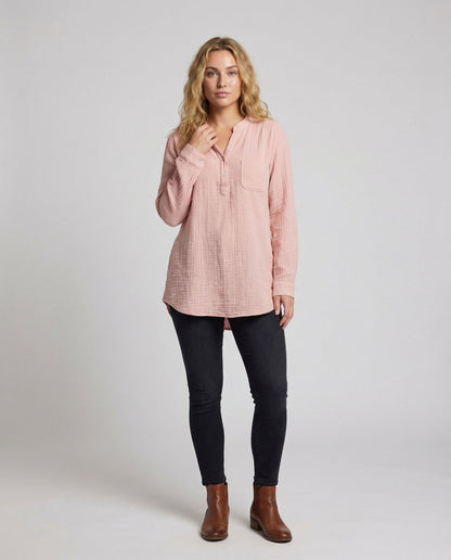 Damen Oversized Bluse Kellerfalte Baumwolle Weiß - Eveloria