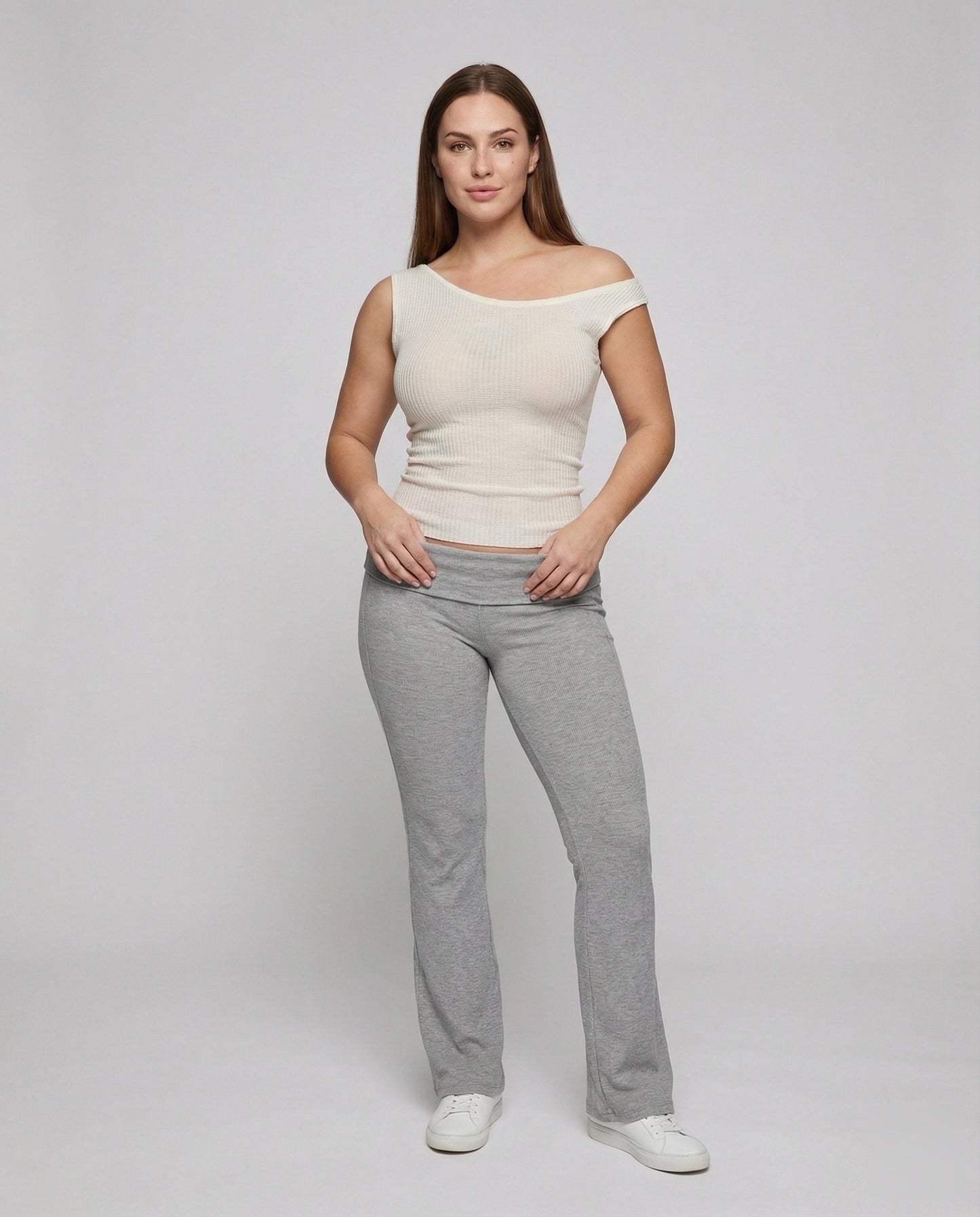 Damen Ripp Relaxhose Ausgestelltes Bein - Eveloria