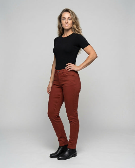 Damen Elastische Baumwollhose 5-Taschen Schwarz - Eveloria