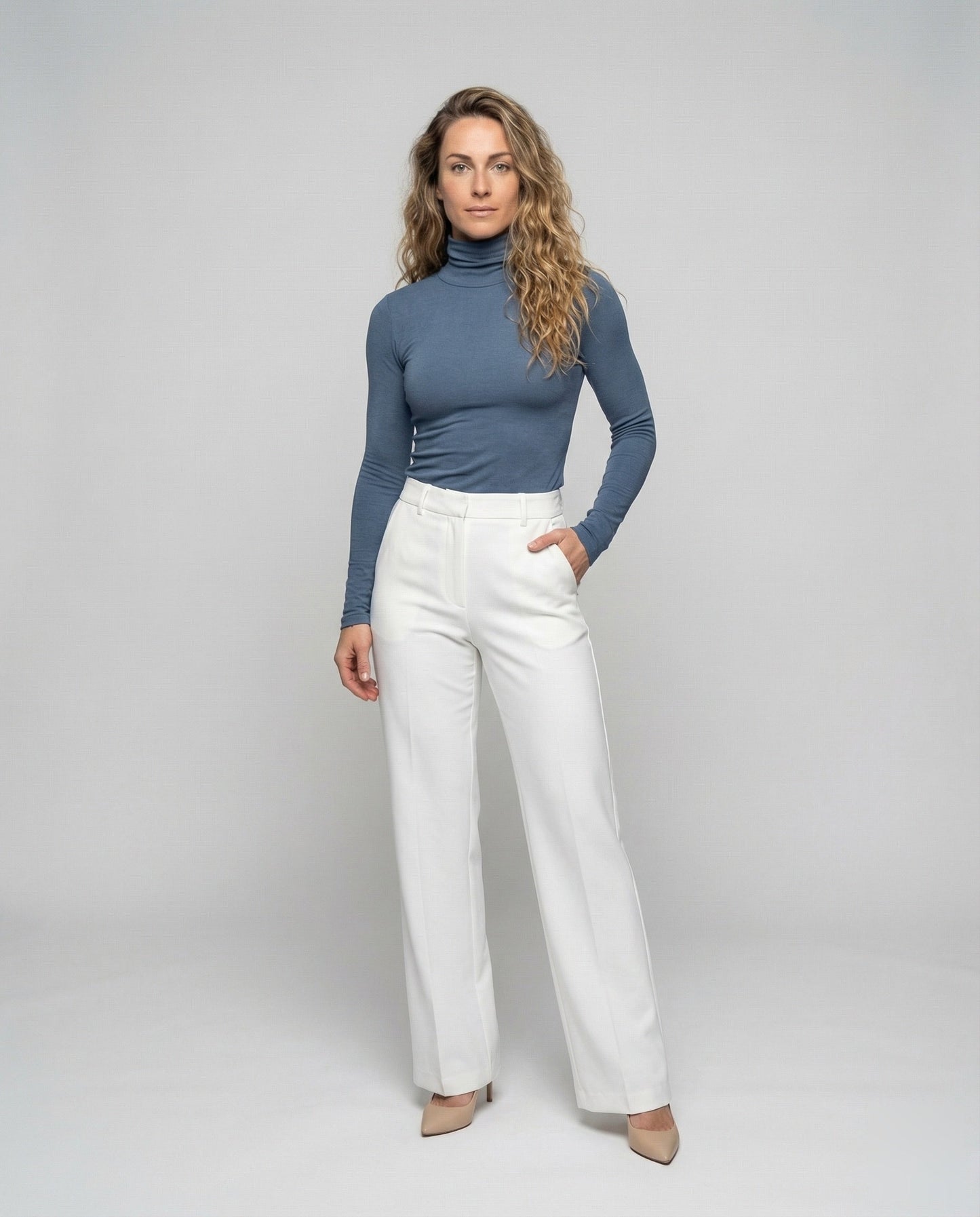 Damen Rollkragenpullover Transparenter Stretchjersey - Eveloria