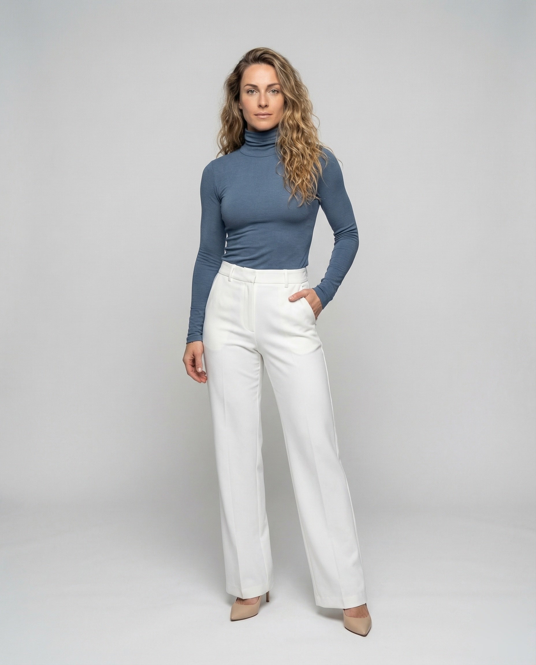 Damen Rollkragenpullover Transparenter Stretchjersey - Eveloria